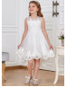 Ivory Beaded Lace Tulle High Low Popular Flower Girl Dress